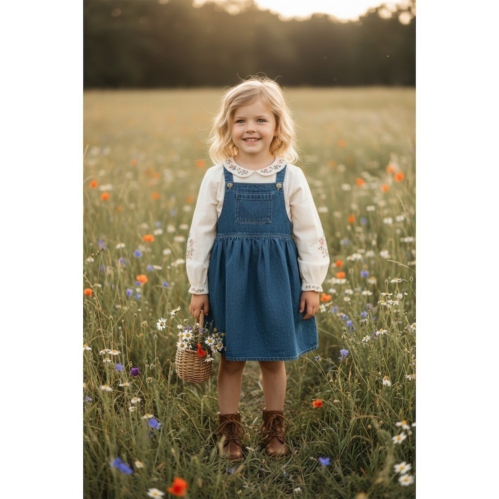Lighthouse Apparel Girl‎ Denim Jumper Dress Blue Knee Length L 10/12 cottagecore